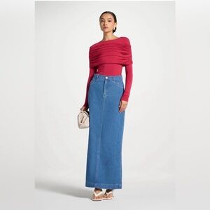 VEILED Jean Maxi Skirt